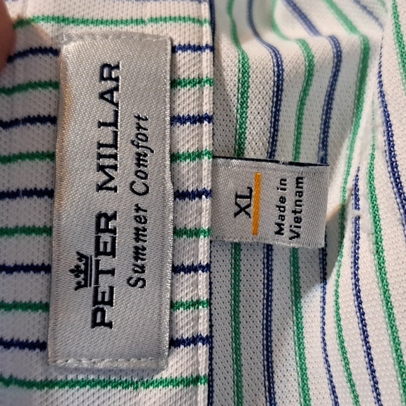 Peter Millar Summer Comfort Striped‎ Polo Golf Shirt Woodland Size XL - Picture 5 of 7